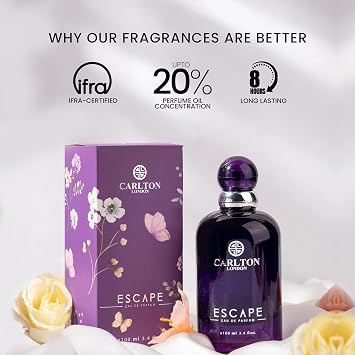 Carlton London Escape Perfume Liquid 100 Ml, Eau De Parfum For Women, Premium Long Lasting Luxury Fragrance, Luxury Gifting For Girlfriend Wife Mom, Floral Fragrance, Best Gift