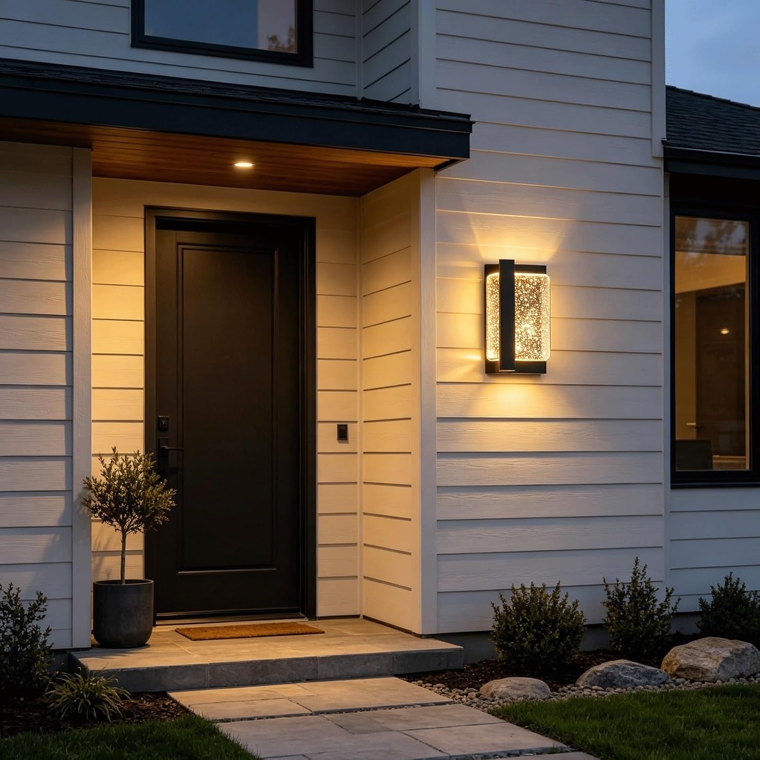 Outdoor Wall Light, 10.6" Black Iron, Waterproof LED Fixed Mount image 5