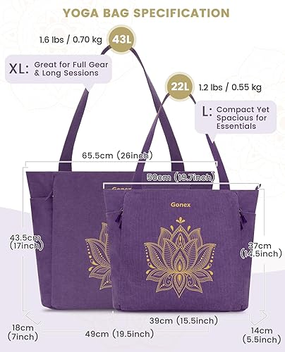 Miniatura 6 de Gonex Bolsa para esterilla de yoga, bolsa grande con múltiples bolsillos para mujeres y hombres, soporte de lona para esterilla de lona, cremallera