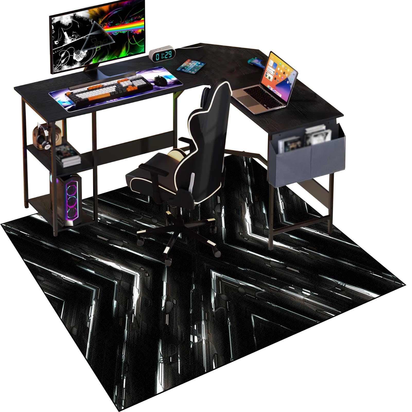 Gaming Chair Mat for Carpet, 150 x 180 cm Office Chair Mat for Carpeted Floor, Floor Protectors for Rolling Chairs, Non slip Floor Protection Mat, Computer Desk Chair Mat for Hard Wood Tile Floors