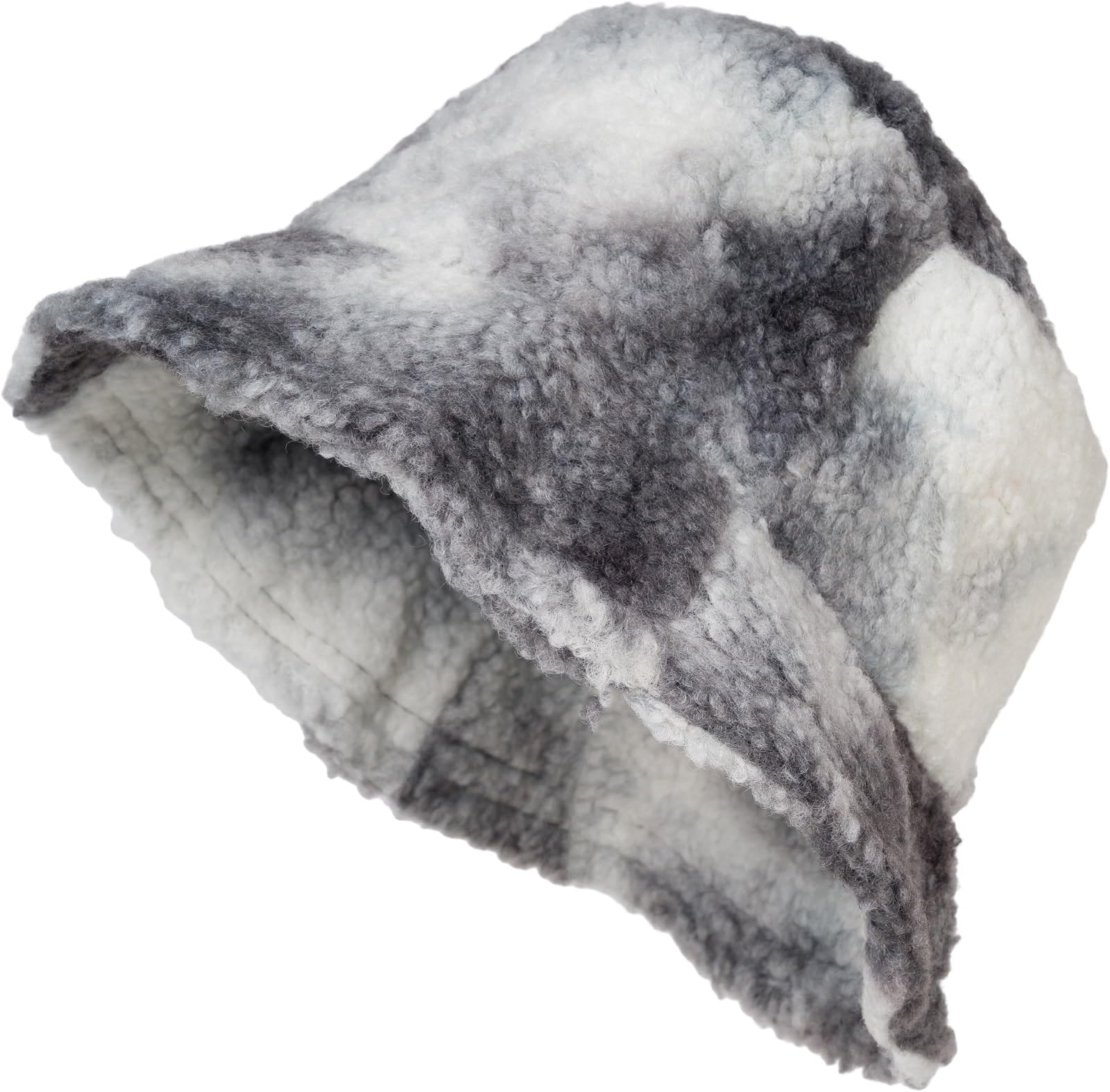 styleBREAKER Women's Fishing hat in Teddy Fur in ombré Look, Warm Bucket hat Autumn Winter, Colour Gradient Pattern Colourful 04025038, Colour:Black-White