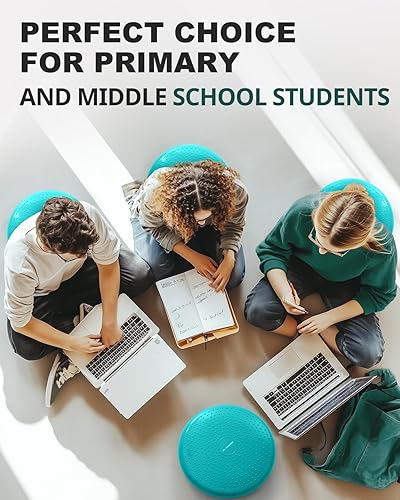 Vista 4 de Trideer Cojín tambaleante con bomba de inflado, asiento para niños sensoriales (varios colores), disco de equilibrio (extra grueso)