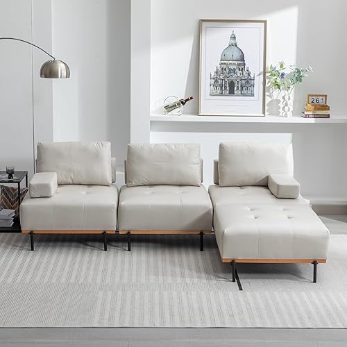Miniatura 3 de Hlcodca Sofá modular en forma de L de 100.7 pulgadas con otomana extraíble, modernos sofás de 3 plazas con dos reposabrazos y patas de metal, cómoda