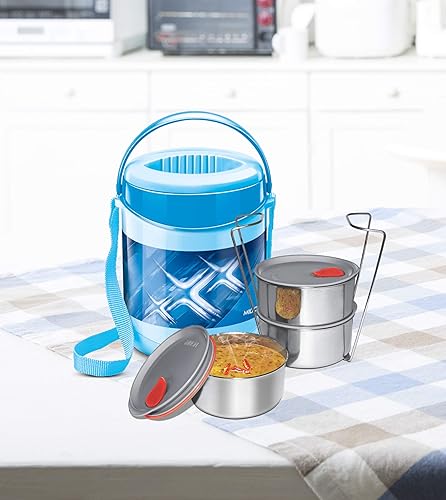 Miniatura 2 de MILTON Fiambrera para oficina Econa Delux 3 contenedores Hot Tiffin (azul)