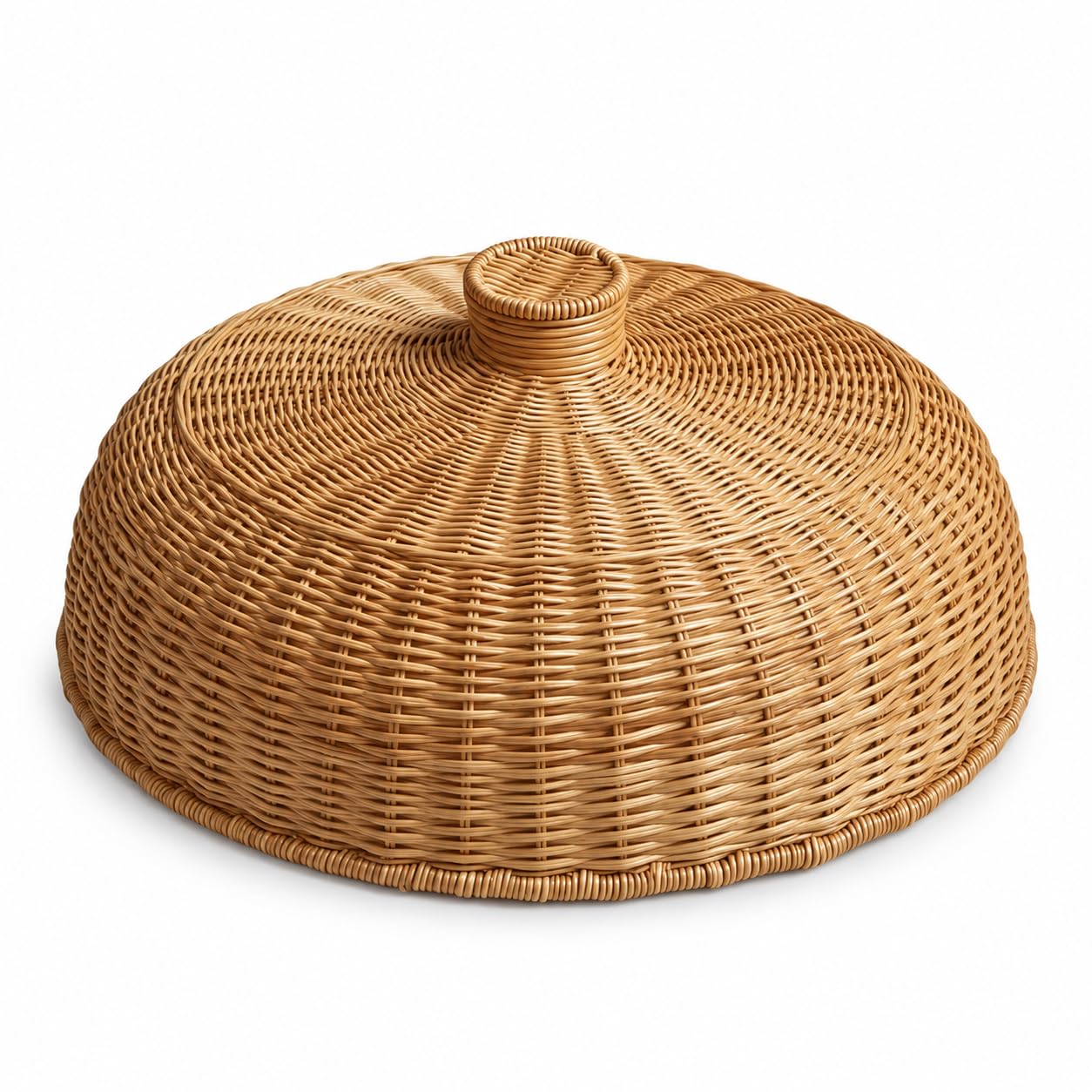 Okrągła osłona kopuły spożywczej 52 cm, imitacja rattanu do serwowania