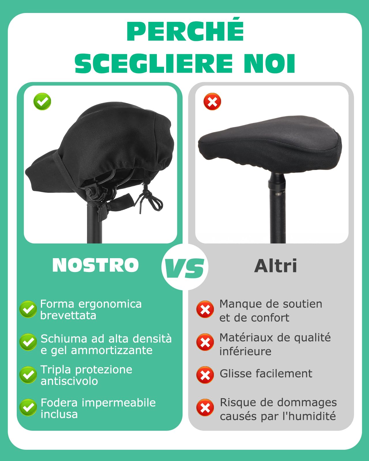 Lullu Coprisella Bici Gel Morbido, Coprisella Cyclette con Cuscino, Proteggi Copri Sella Bici Sellino di Silicone, Coprisedili Coprire Bici per Bicicletta da MTB Spinning, Ciclismo da Strada, 28x18cm