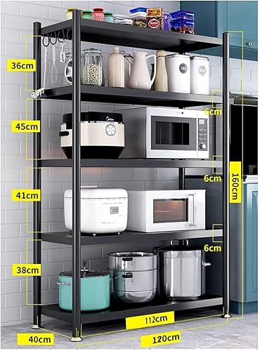 Miniatura 3 de Estantes de almacenamiento de metal, estantes de almacenamiento de pie para lavandería, baño, cocina, despensa, armario (negro) (tamaño 47.2 x 15.7
