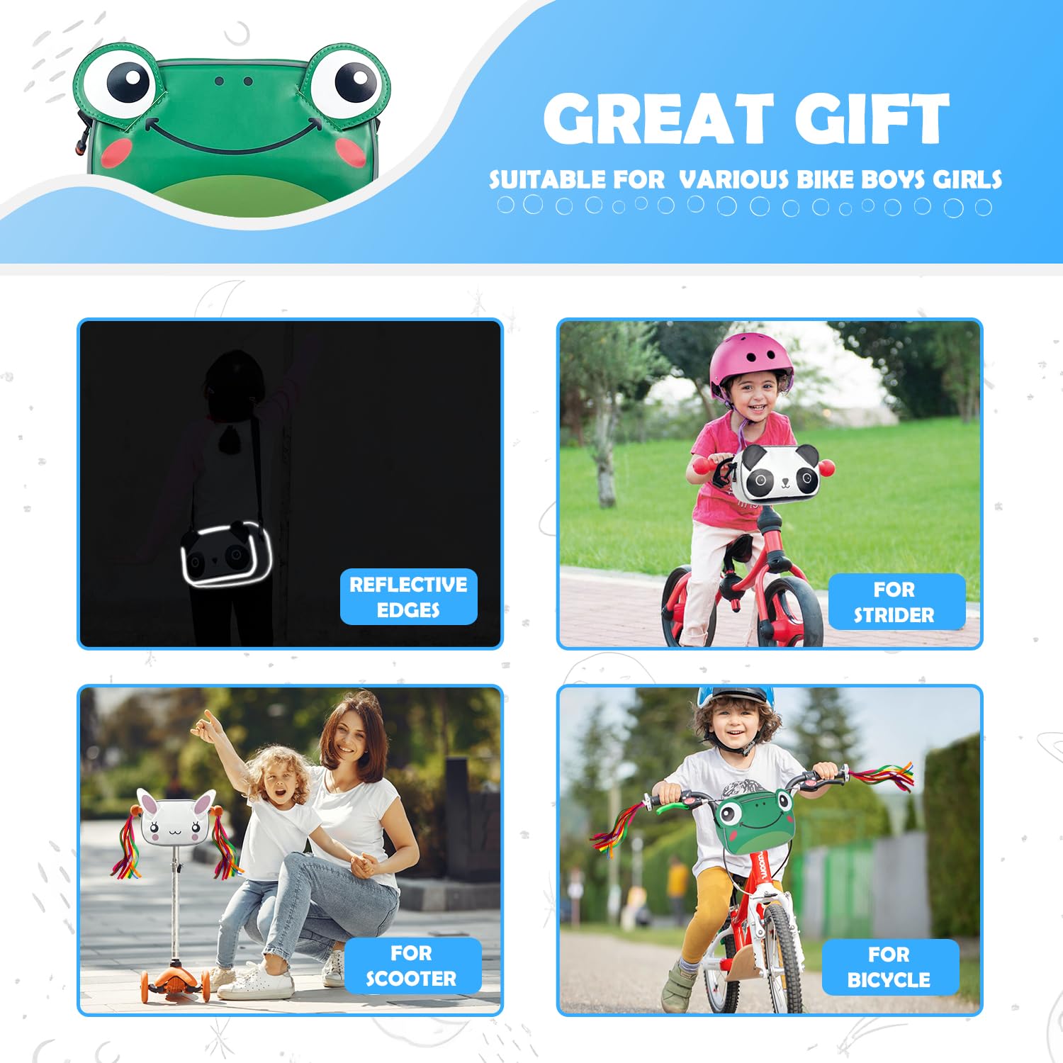 Sacoche Guidon Enfant TOURSLOV - Panier Vélo Résistant Avec Bandoulière