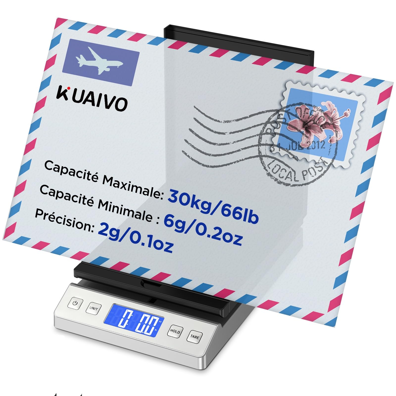 Balance Colis Numérique 30 kg / 66 lb avec Fonction Hold/Tare, Écran LCD Externe