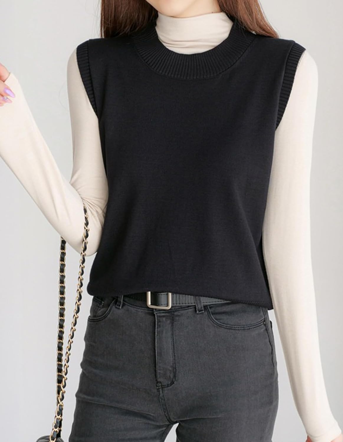 KARRESLY Women’s Basic Sleeveless Sweater Vest Casual Soft Business Knitted Tank Tops Solid Color Crew Neck Pullover Outfits - Image 2