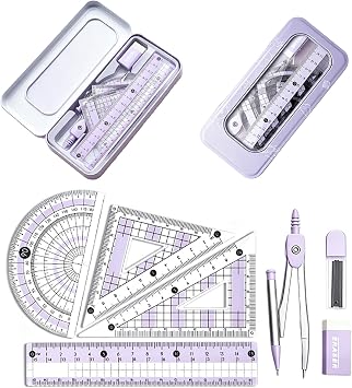 Protractor and Compass Set,Geometry Set,Maths Set,Compass Maths,ProtractorSet,RulerSet,Maths Sets for Secondary School,School Supplies for Students Girls Teaching Exam Stationery,Students Gifts Stuff