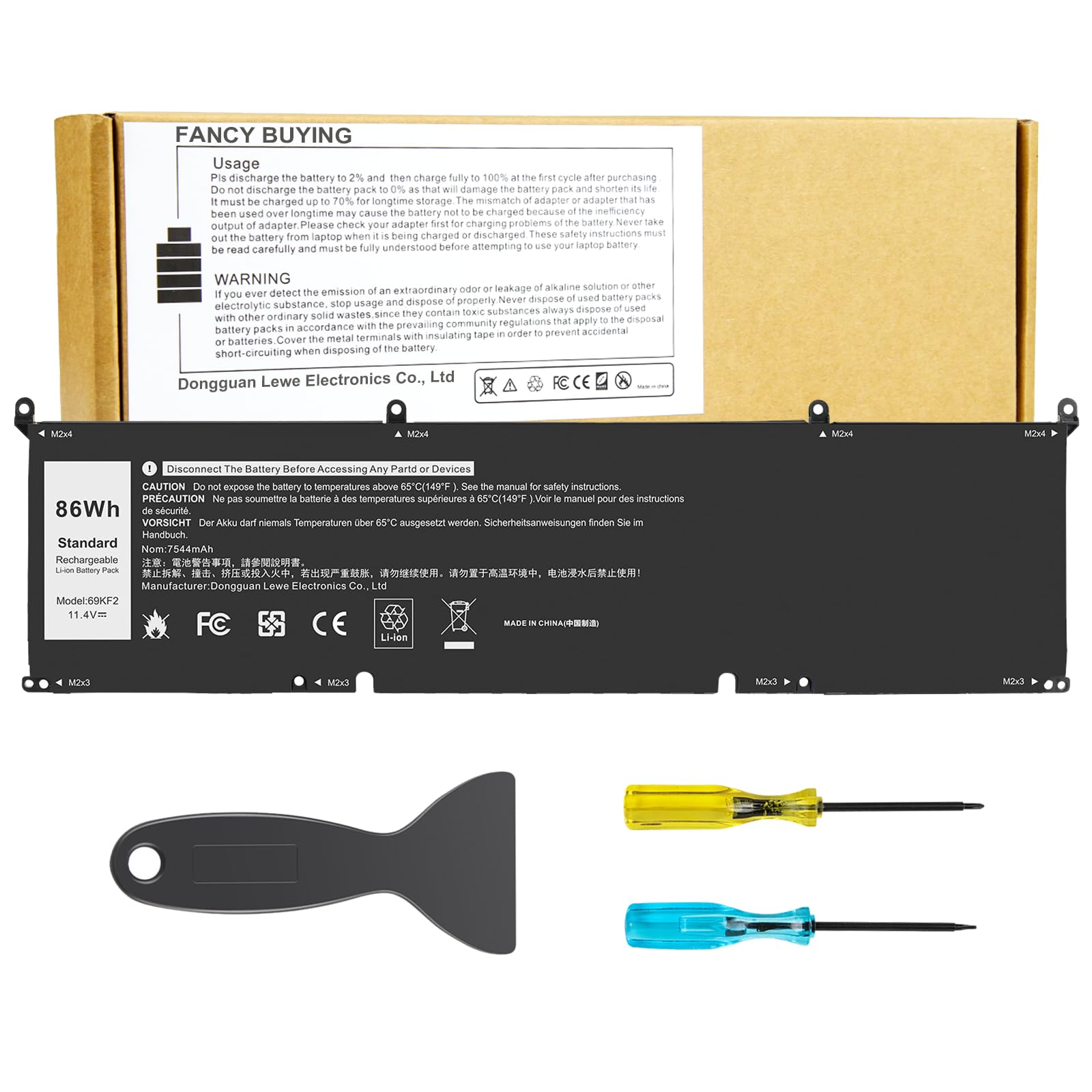 Amazon.com: 86Wh 69KF2 M59JH 8FCTC 70N2F Battery for Dell XPS 15