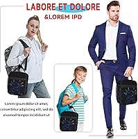 Vista 7 de Bolsa de almuerzo estilizada con estampado de ajolote arcoíris con aislamiento para mantener el calor/fresco, bolsa de almuerzo reutilizable portátil