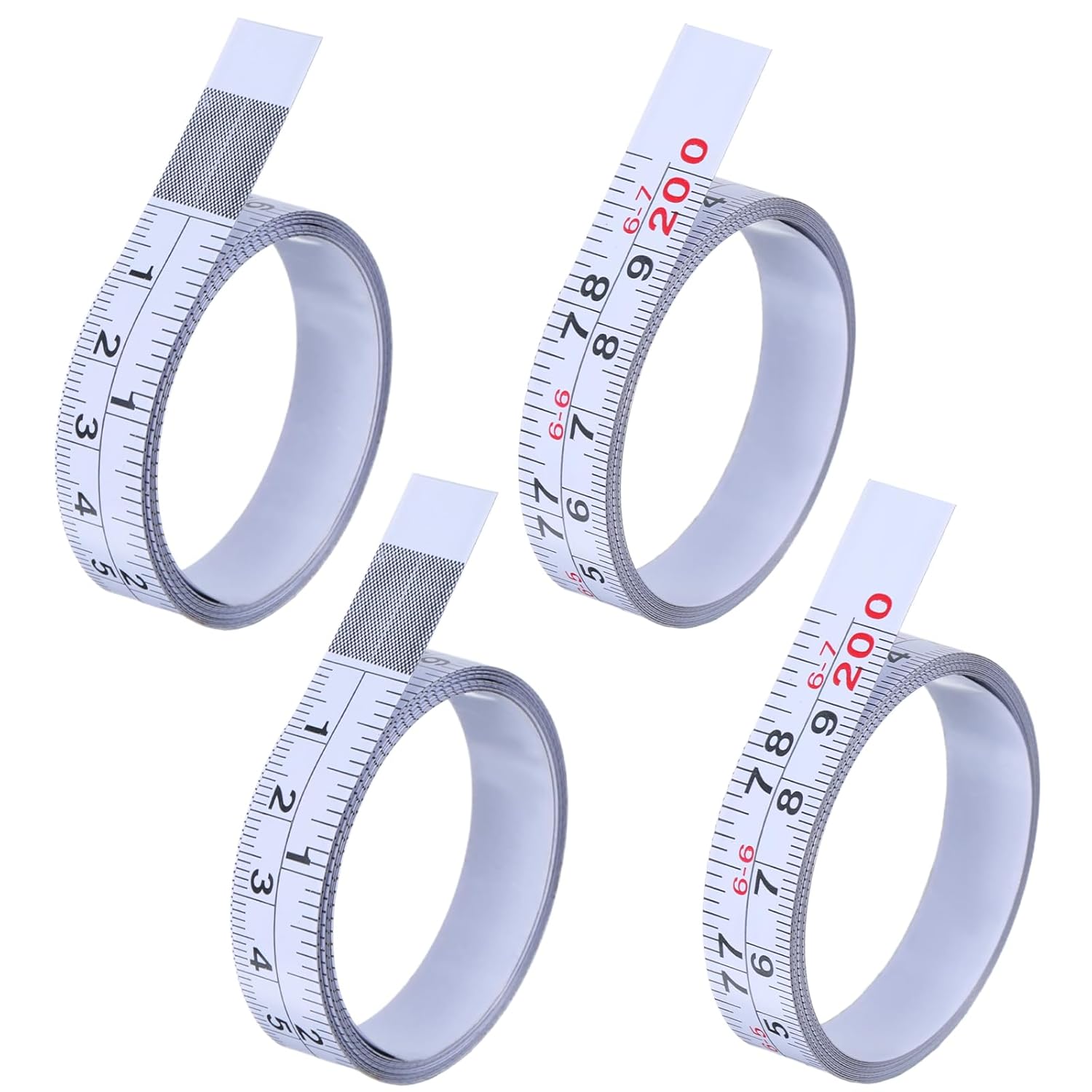 4 Pack Steel Self-Adhesive Measuring Tape, 78Inch/200cm Imperial and Metric Ruler Tapes, Left-Right Reading Ruler Tape for Woodworking, Saw, Drafting Table(White)