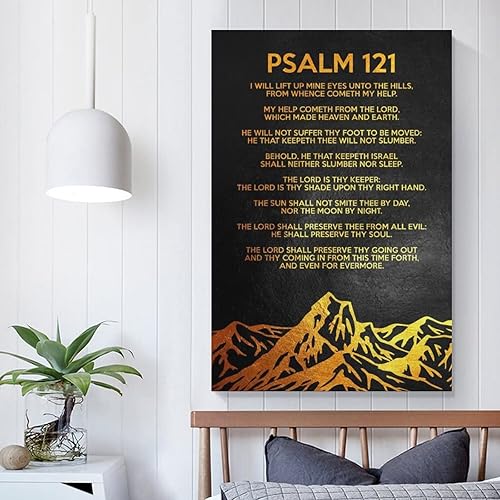 Miniatura 5 de AIDEMEI Lienzo decorativo para pared, fuente dorada sobre fondo negro, Salmo 91, decoración abstracta moderna, pintura al óleo para dormitorio, sala
