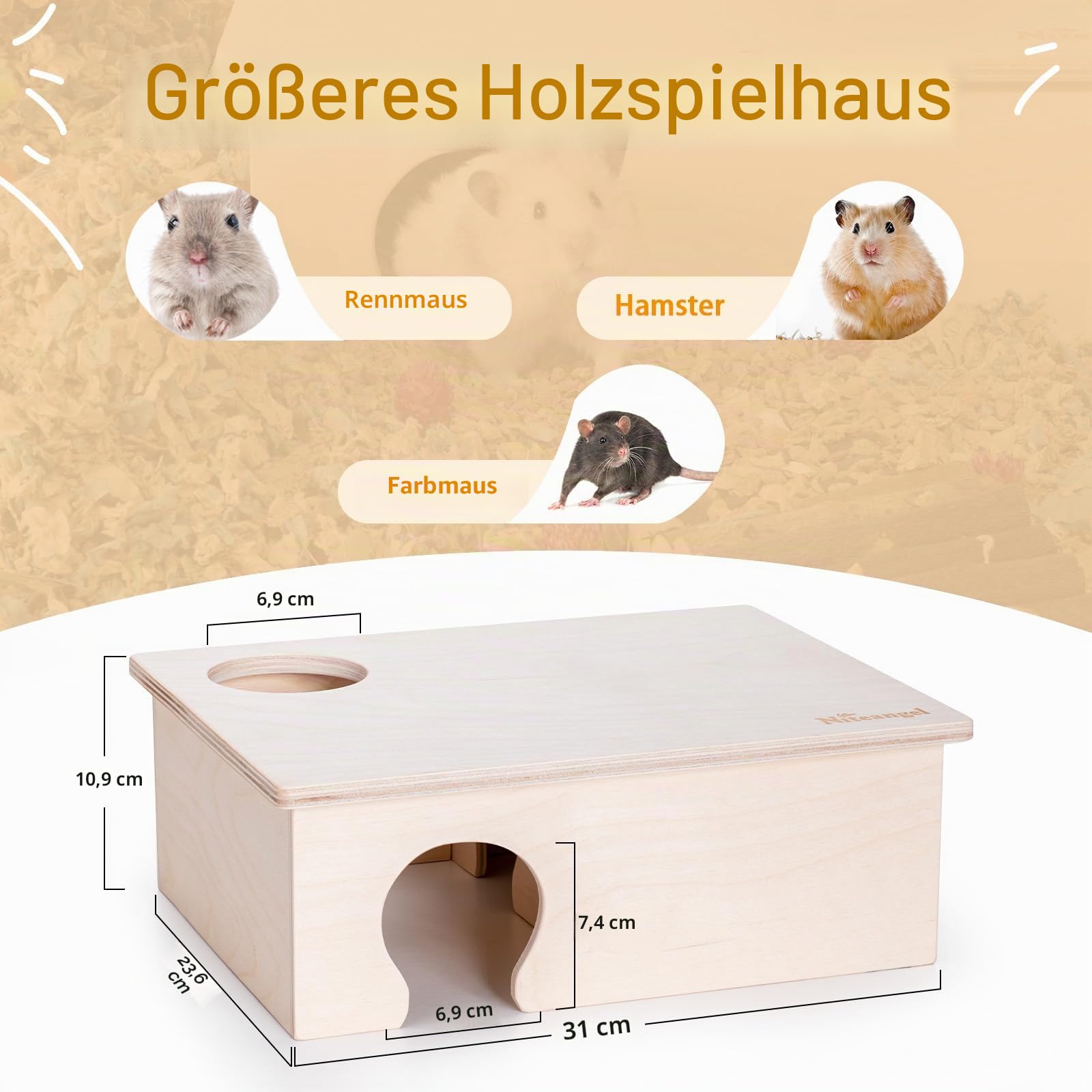 Niteangel Birkenkammer-Labyrinth-Hamsterversteck – kleine Haustiere, Waldhaus, Lebensräume, Dekoration für Hamster, Mäuse, Rennmäuse, Mäuse, Mäuse, Mäuse, Mäuse, Mäuse
