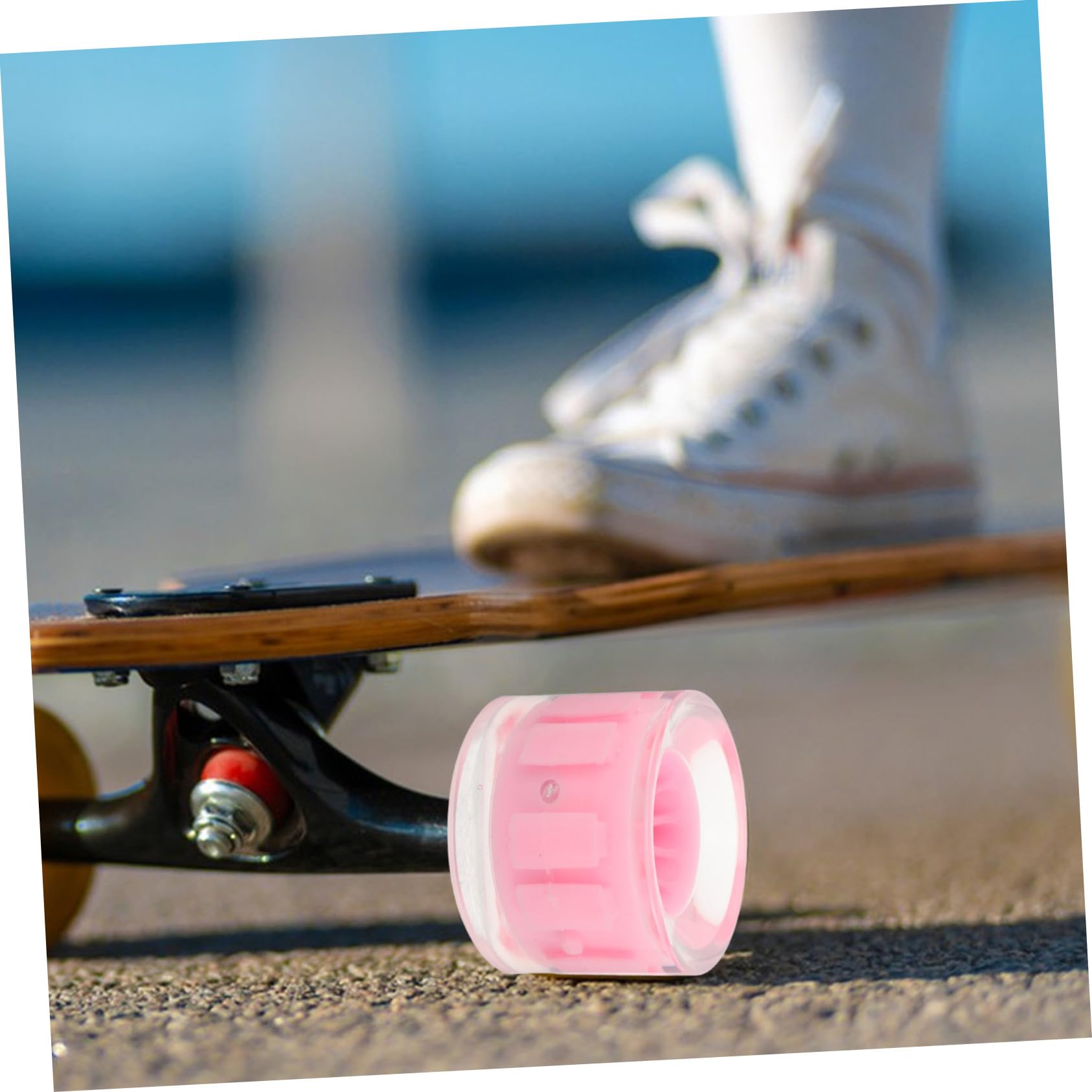 HANABASS Rueda de Patineta Iluminada Rosa PU 4 Piezas Diseño Cóncavo