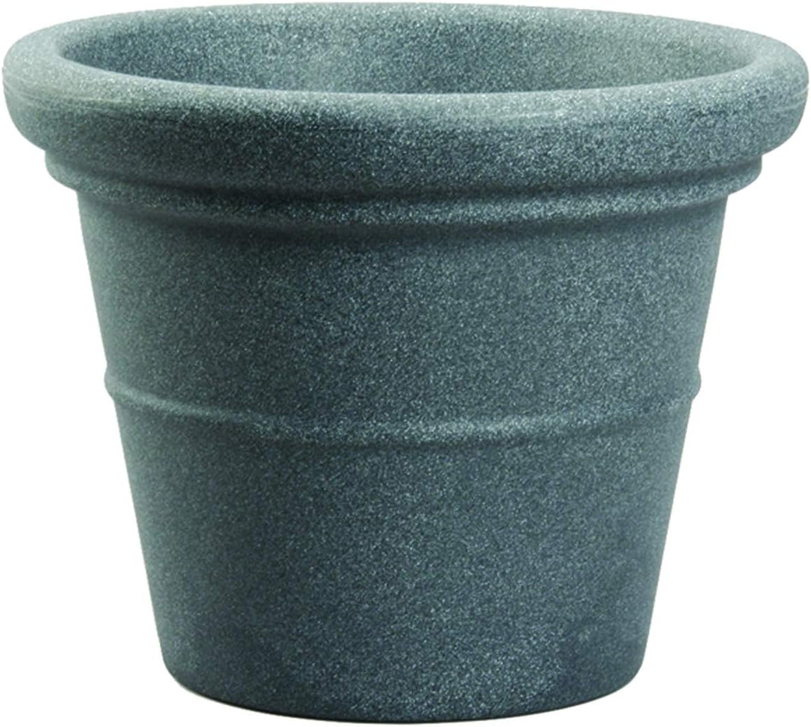 The HC Companies 24 Inch Terrazzo Extra Large Round Planter - Rolled Rim Weather Resistant Decorative Plastic Plant Pot with Drainage for Indoor Outdoor Use, Granite