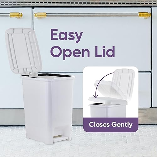 Miniatura 5 de Superio Cubo de basura de plástico con pedal delgado para debajo del escritorio oficina dormitorio baño cocina gris suave 25 galones