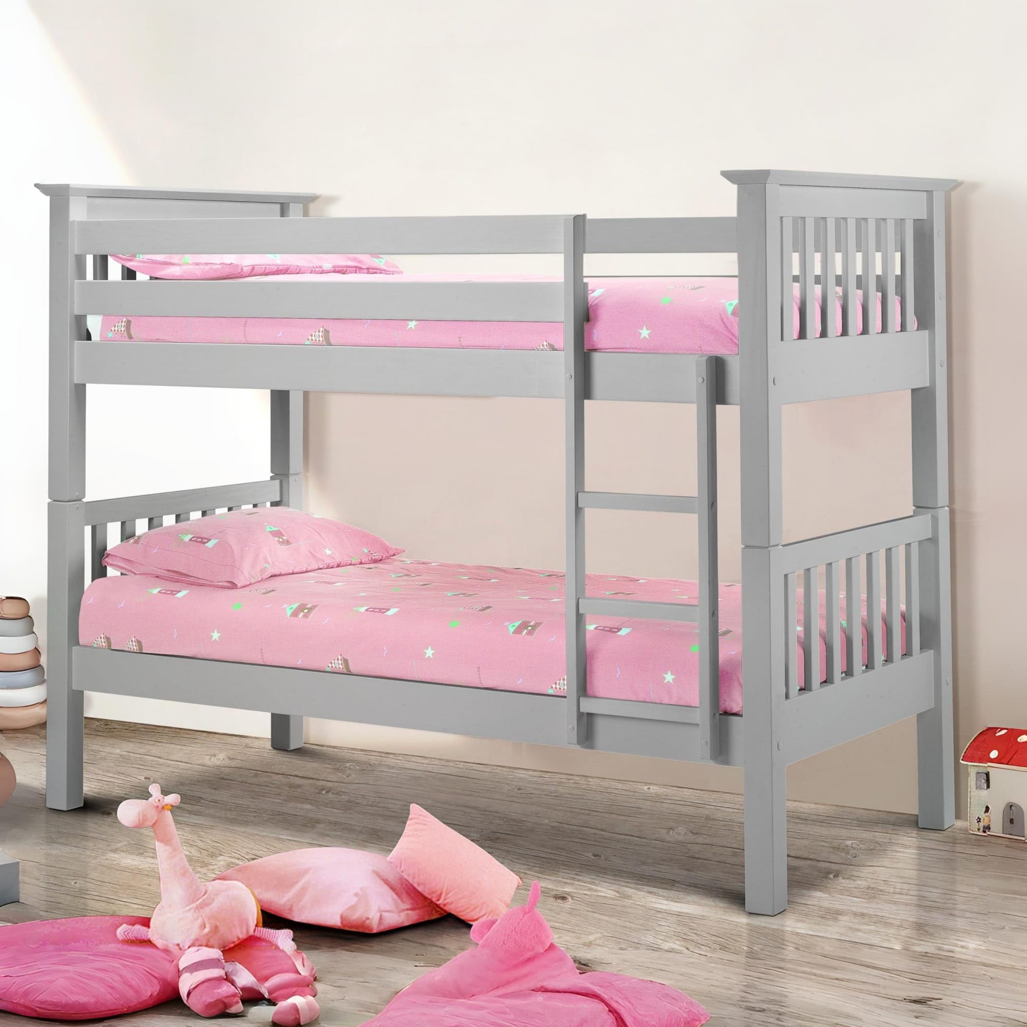B&Q -  Barcelona Single Grey Bunk BedWoodRight Hand LadderSleeps 2Height: 159 X Width: 107 X Depth: 209Cm