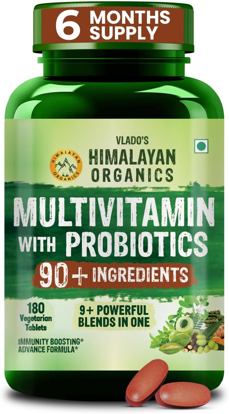 – Immunity Multivitamin With Probiotics | B1,B2,B3,B5,B6,B12,A,E,k,D3,Zinc, Giloy, Calcium | Boost Energy | Good For Bone, Joints, Hair & Skin -180 Veg Tablets