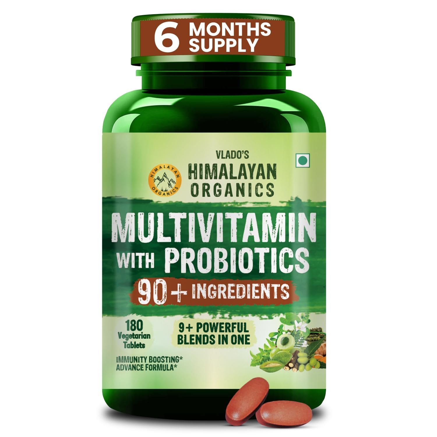 Vlado's Himalayan Organics Immunity Multivitamin Tablet for Men & Women with Probiotic 90+Vital Nutrients and 9+ Probiotic