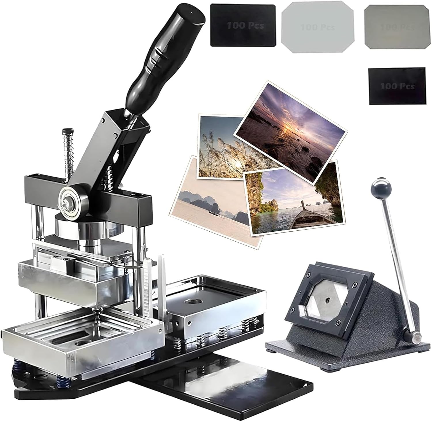 Fridge Magnet Maker Machine | Custom Rectangular & Square Photo Magnet Press | Complete Craft Kit with 100-Piece Supplies | DIY Custom Refrigerator Sticker Badge Making for Gifts (80x53mm/90x65mm)