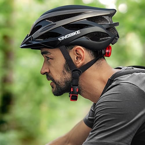 Miniatura 8 de KINGBIKE - Casco de bicicleta para adultos, hombres, mujeres y jóvenes, para ciclismo en carretera y montaña, con luz recargable por USB,