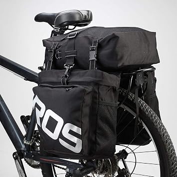 Bike Panniers Waterproof Bag - 3 in 1 Multi Function Messenger Panniers for Bicycles - Bicycle Rear Seat Trunk Bag - Saddle Bag for MTB Road Cycling Black