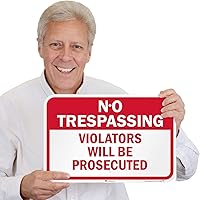 Vista 2 de SmartSign Letrero con texto en inglés "No Trespassing - Violators Will Be Prosecuted", aluminio reflectante de grado de ingeniero 3M de 12 x 18