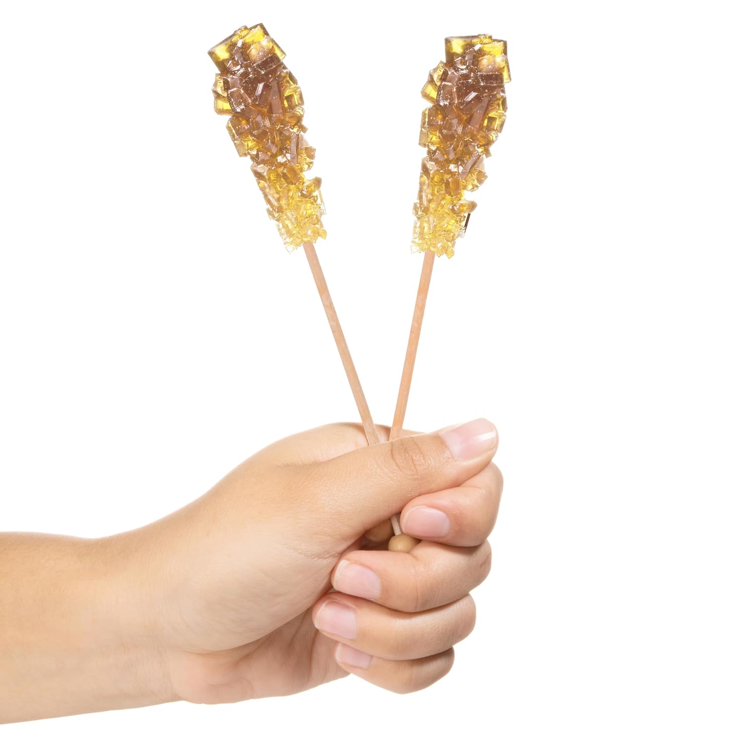 Candy Envy - Amber Café Sugar Sticks Mini Rock Candy - 100 Bulk Individually Wrapped Amber Treats - Original Sugar Flavored