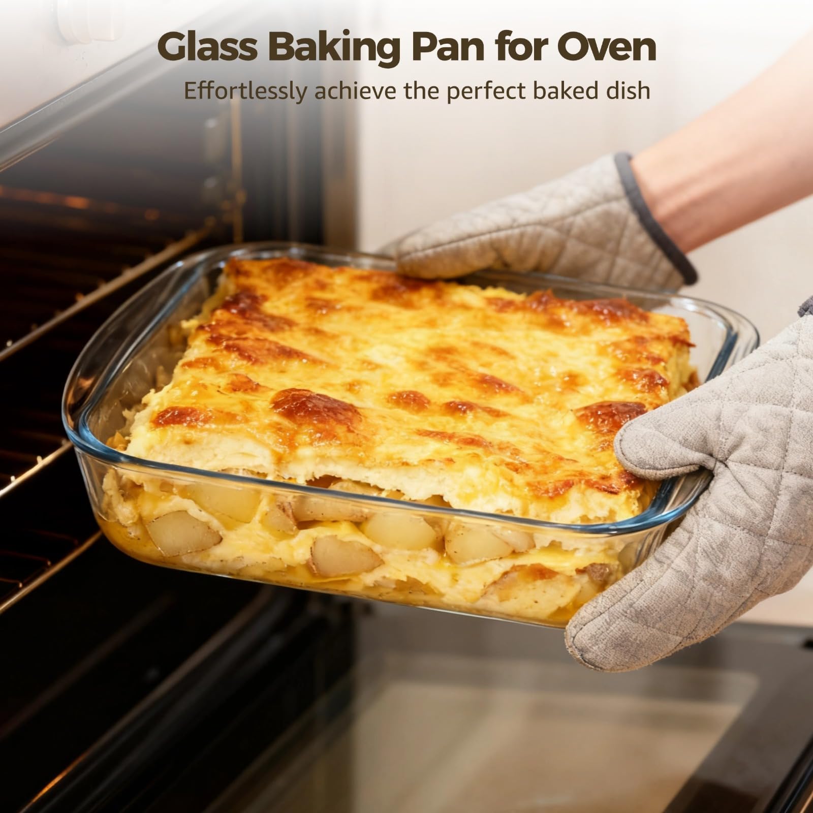 Glas-Auflaufform, Glas-Backform, quadratische Glasbackform für den Backofen, Auflaufform aus gehärtetem Glas zum Kochen, Gratinieren, Servieren, 1,8 L, 60,87 fl oz, 8,7 x 8,7 x 2 in