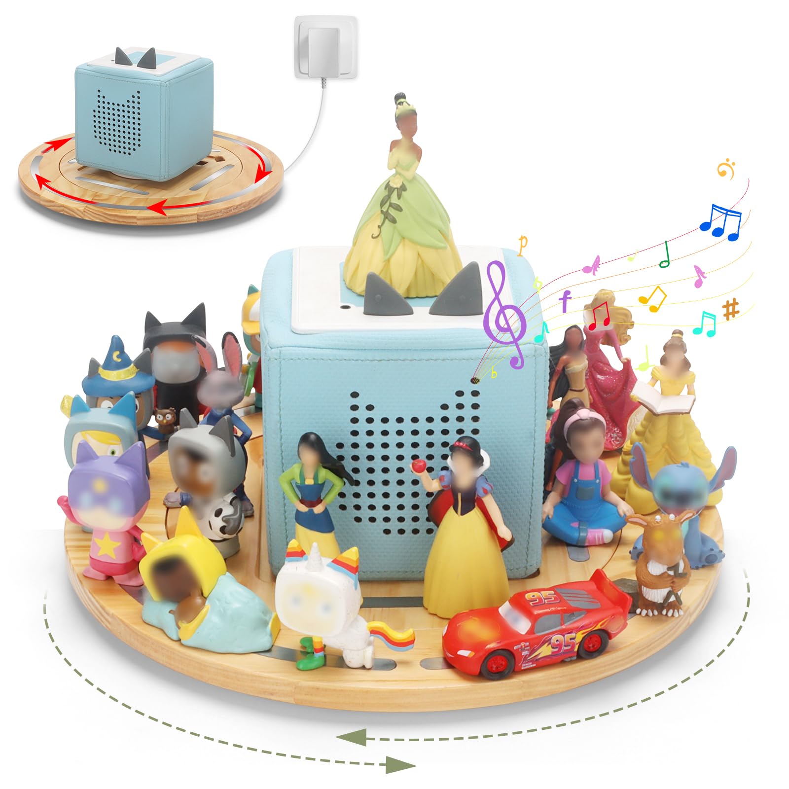 Photo 1 of Chwevriao 360° Round Turntable for Tonies Box 1/2 Storage Shelf Magnetic