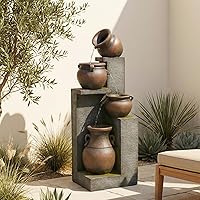 Vista 10 de 51.4" H Fuente de agua para jardín al aire libre de 5 niveles para jardín, patio, patio trasero, terraza, porche y decoración de arte para el hogar
