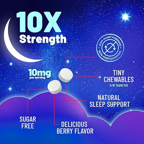 Miniatura 3 de Suplemento para dormir de melatonina de 10 mg, máxima fuerza, 100% libre de drogas, sin formación de hábitos, los mejores suplementos para dormir