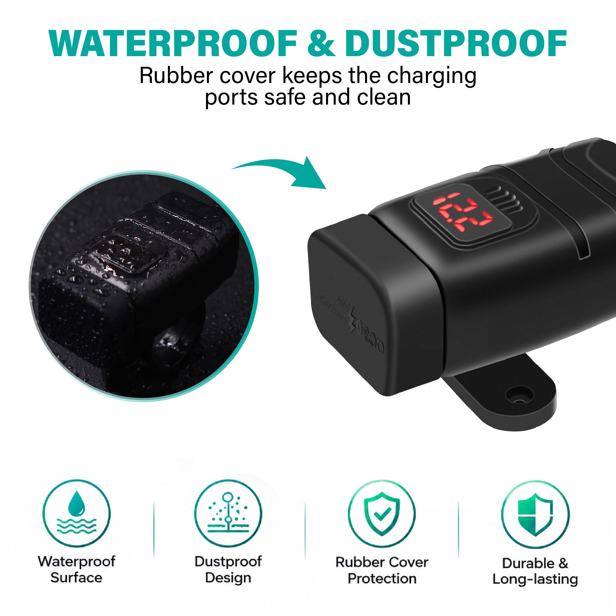 Cargador USB Moto para BMW CE 04 2022-2024, 2 Puertos USB Pantalla de Voltaje Interruptor Independiente Impermeable