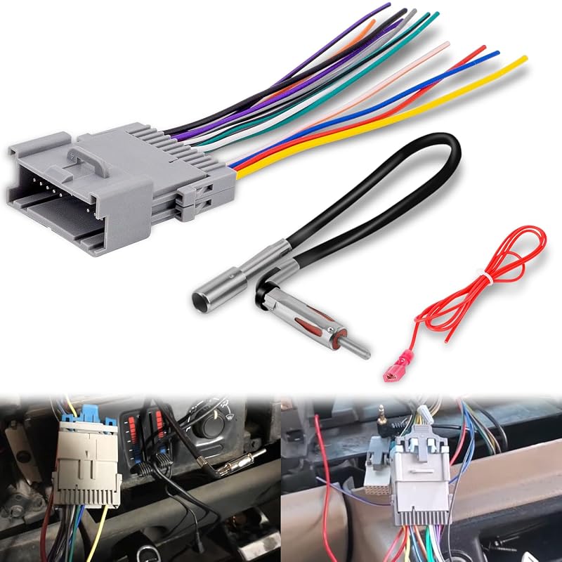 Kit de chicote para rádio com plugue de antena original e conector ISO para Chevrolet, GMC, Buick e Pontiac Bedalio XFL-20032006
