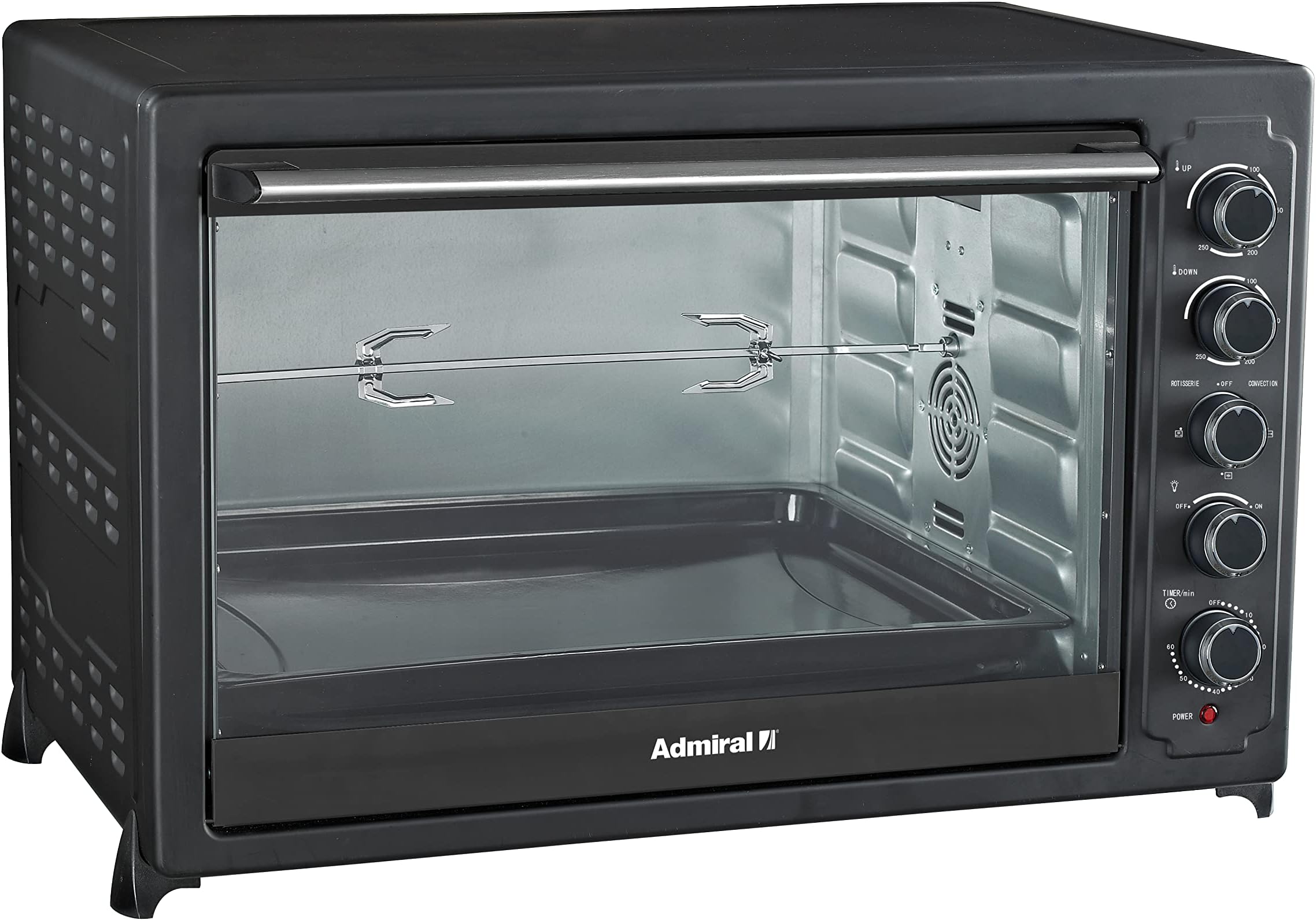 Admiral 100L Stainless Steel Electric Oven with Motorized Rotisserie, 2800W, Adjustable Temperature, 60 Minutes Timer, Multi Cooking Function, ADEO10NBSCP, 1 Year Warranty.