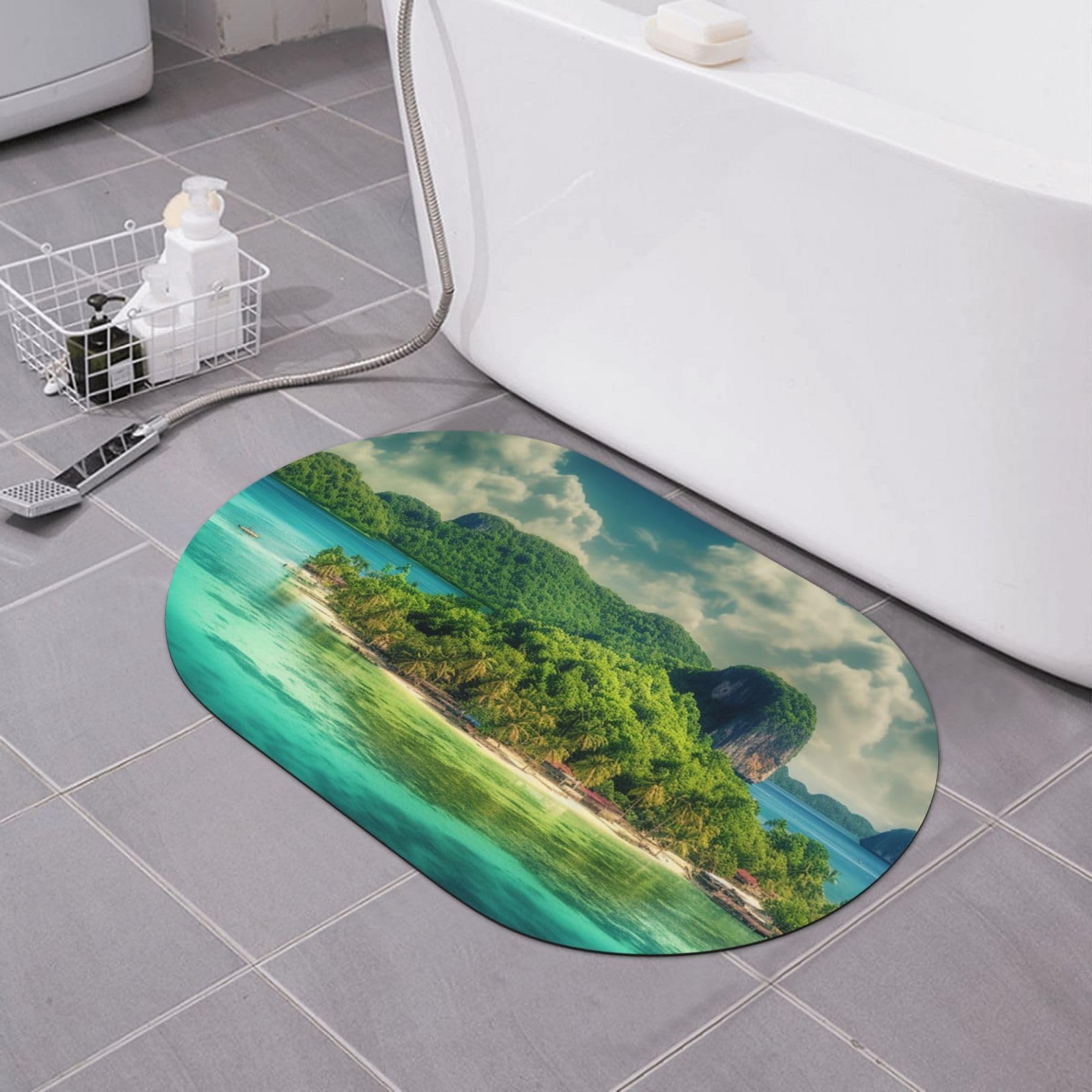 Tapis de sol de salle de bain en diatomée verte super absorbant de douche