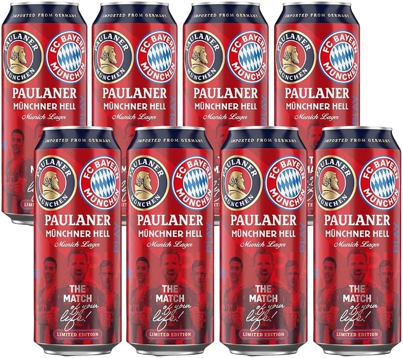 Paulaner Kit 8 Cervejas Munchner Hell Edição Limitada FC Bayern Munich, 500ml