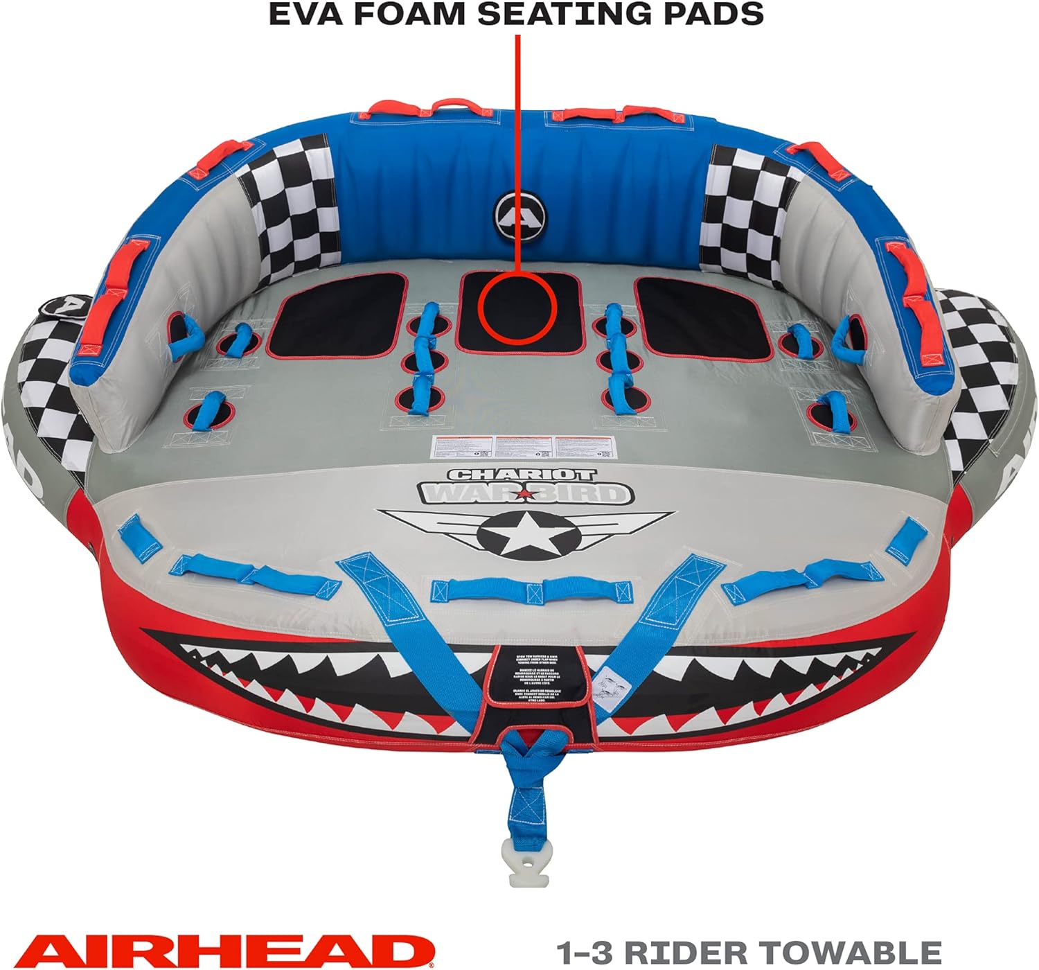 Airhead Chariot Warbird, 1-3 Rider Towable Tube for Boating, Multiple Size Options Available