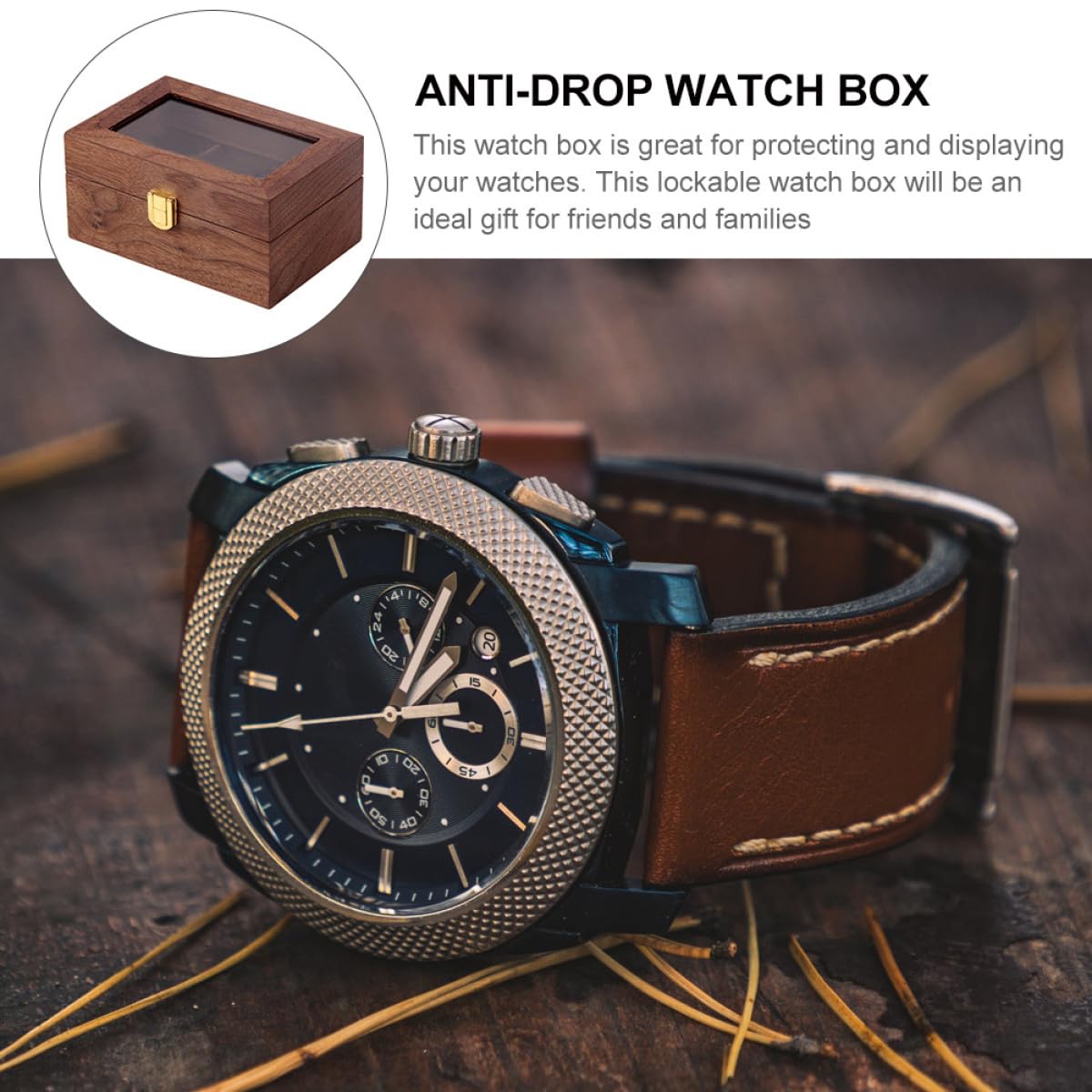 Ipetboom Caja de Presentación de Relojes de Madera Marrón Retro