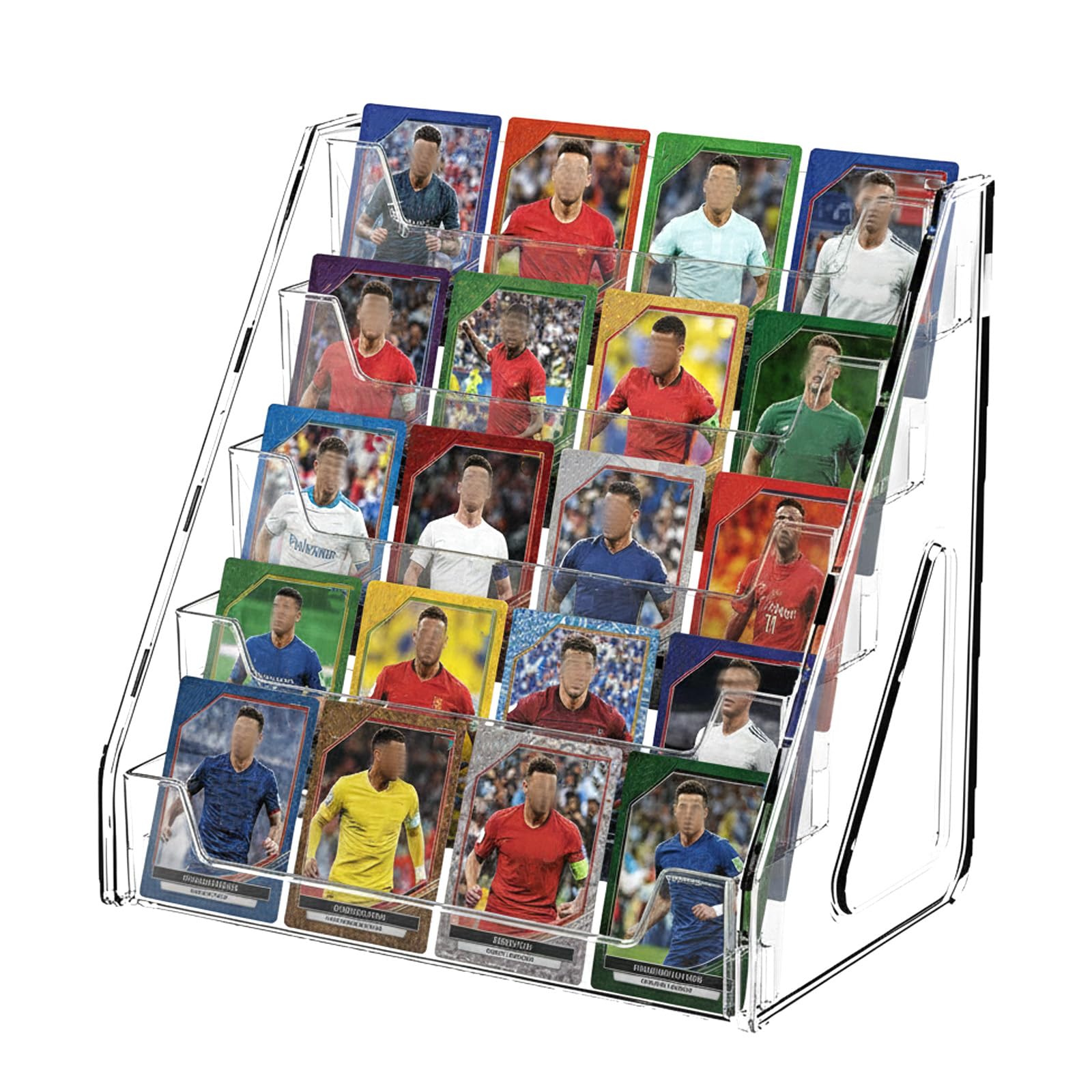 Czmtbo Transparent 5 Tier Trading Card Display Stand 33 × 30.5 ×21.5Cm, Acrylic Card Display Stands Pet Versatile Cards Stand Toploader Vertical Shelf Rack For Postcards And Desk Organisation