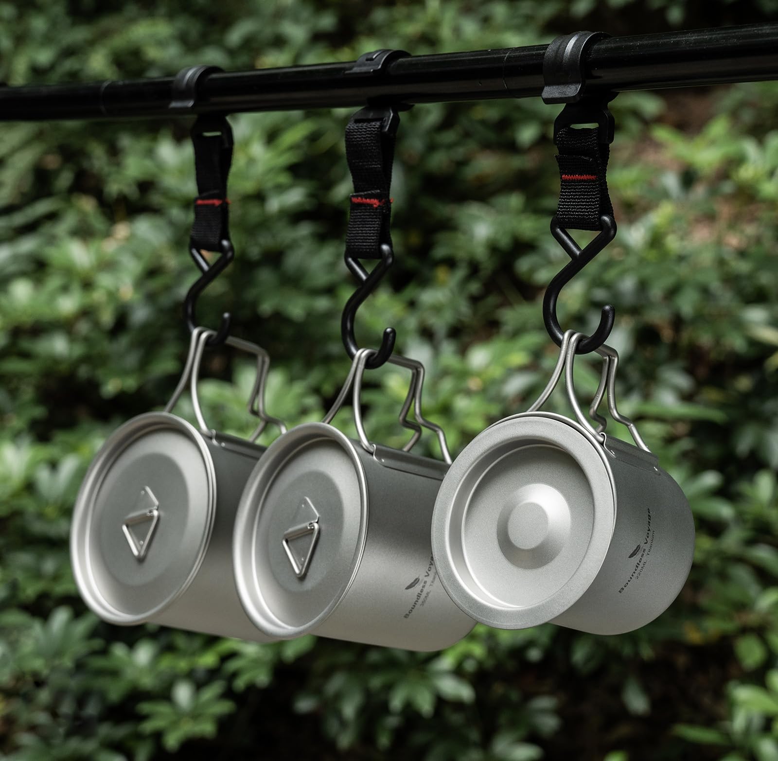 Boundless Voyage Kubek kempingowy tytanowy jednowarstwowy kubek do kawy na herbatę ultralekki podróżny na zewnątrz przenośne naczynia do picia 220 ml 350 ml 500 ml (Ti3060D-3 w 1 zestaw)