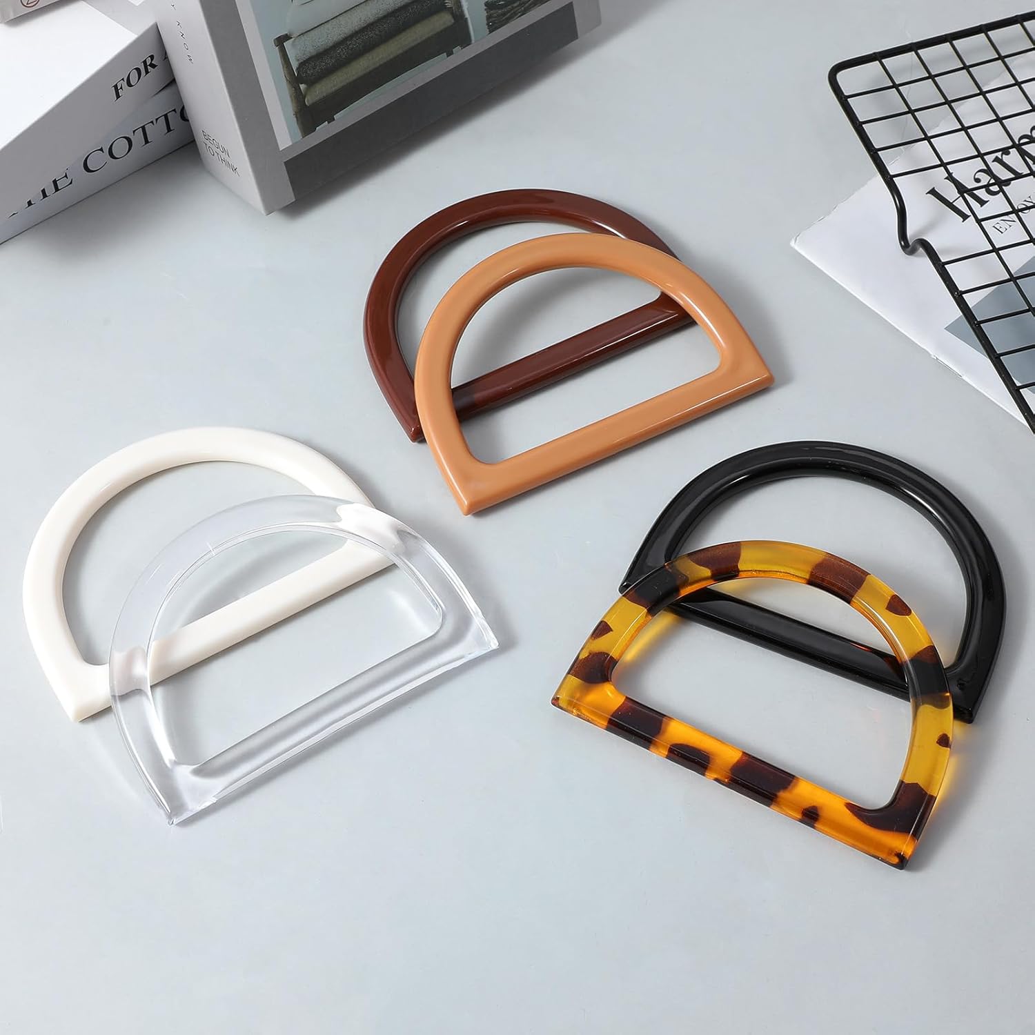 24 Pack D Shape Purse Handles, 6 Colored Handbag Handles Replacement for Handmade Crochet Bag Summer Beach Straw Bag DIY Supplies - Image 6