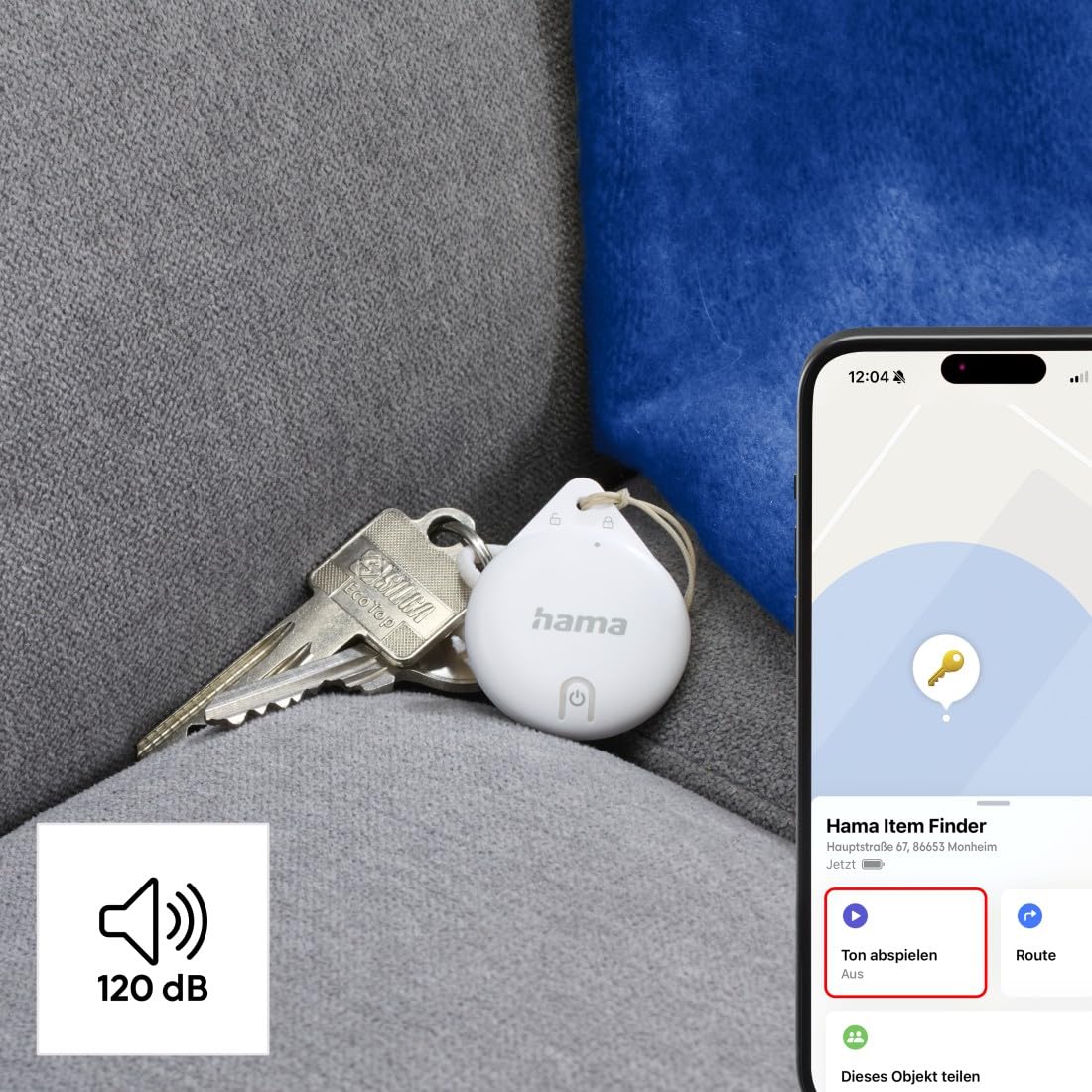 Hama Trova chiavi per Apple Where is App, 4 pezzi (Key Finder con Bluetooth, allarme, telefono cellulare Key Finder per chiavi, portafoglio, bagagli, animali, iOS, iPhone, iPod, iPad, cella a pulsante