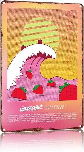 Metal Signs Retro 90S Vaporwave Wave Vintage Signs Retro Aluminum Tin Sign For Kitchen Office Home Bar Cafe Decor 8X12 Inch