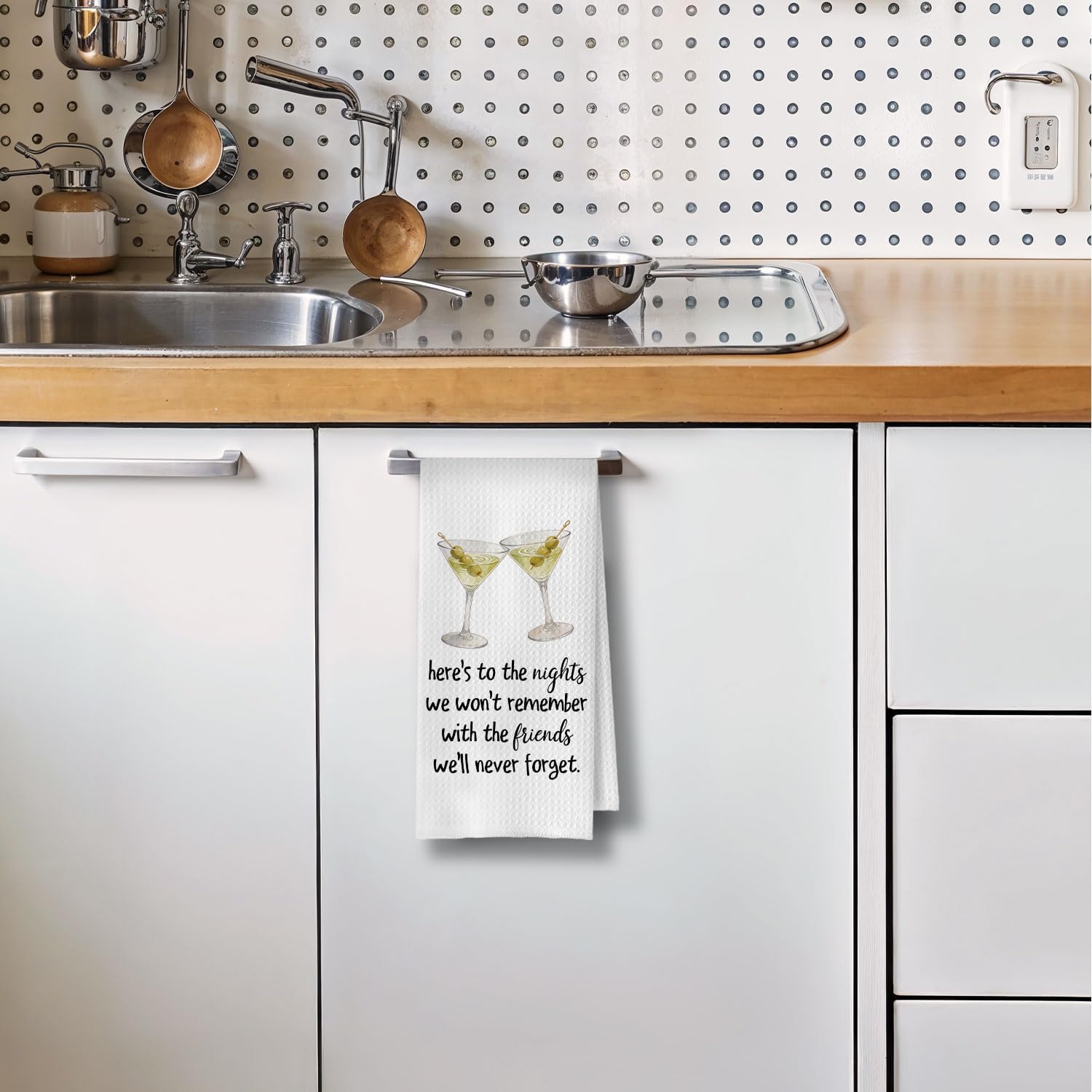Friend Martini Kitchen Towel - Funny Friends Gifts Decorative Waffle Dish Towels, Gifts for Martini Cocktail Lovers Hand Towels, Hostess Gift Tea Towel, 16x24 Inch