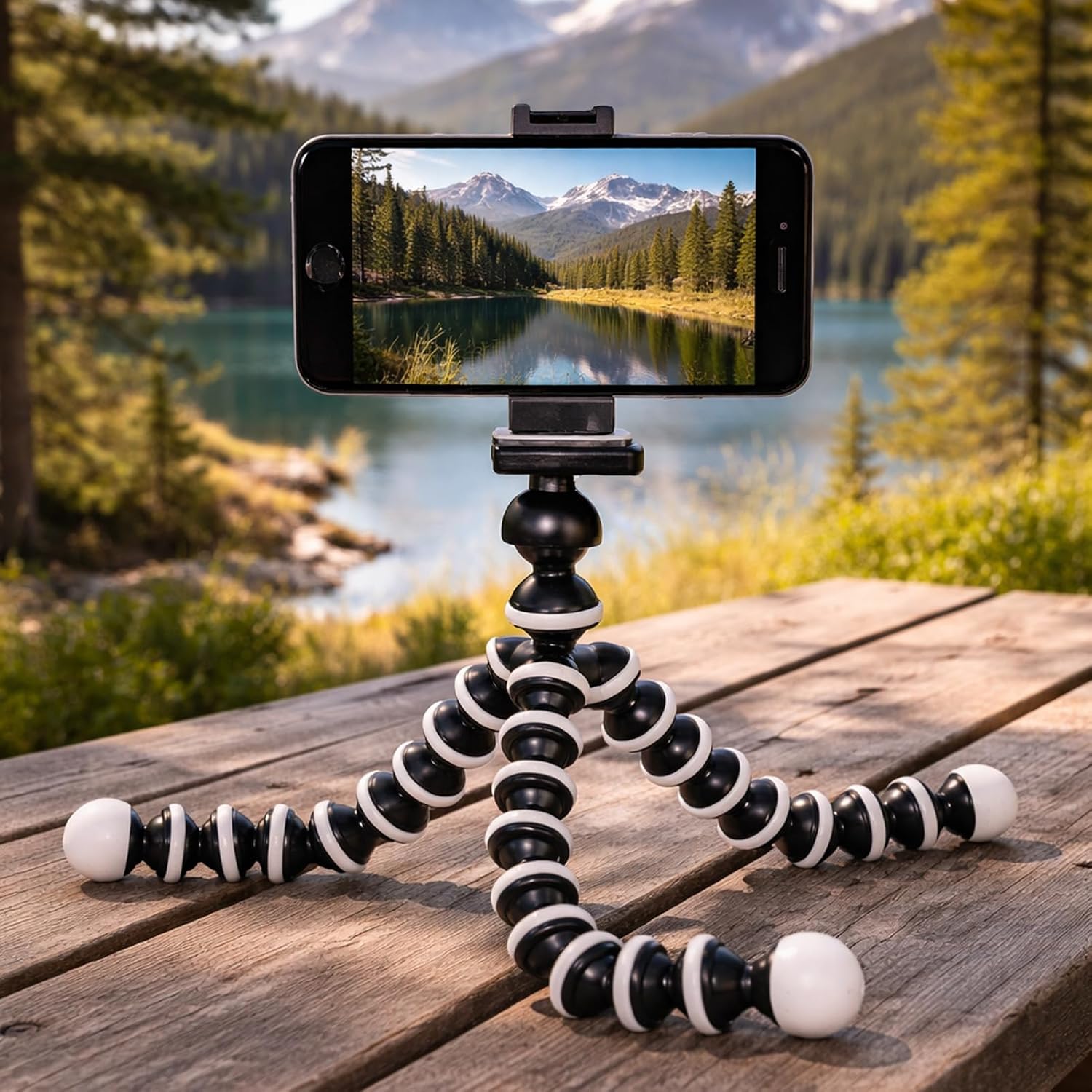 Cell Phone Tripode Stand for Video Recording - Portable and Flexible Tripods with Wireless Remote and Clip