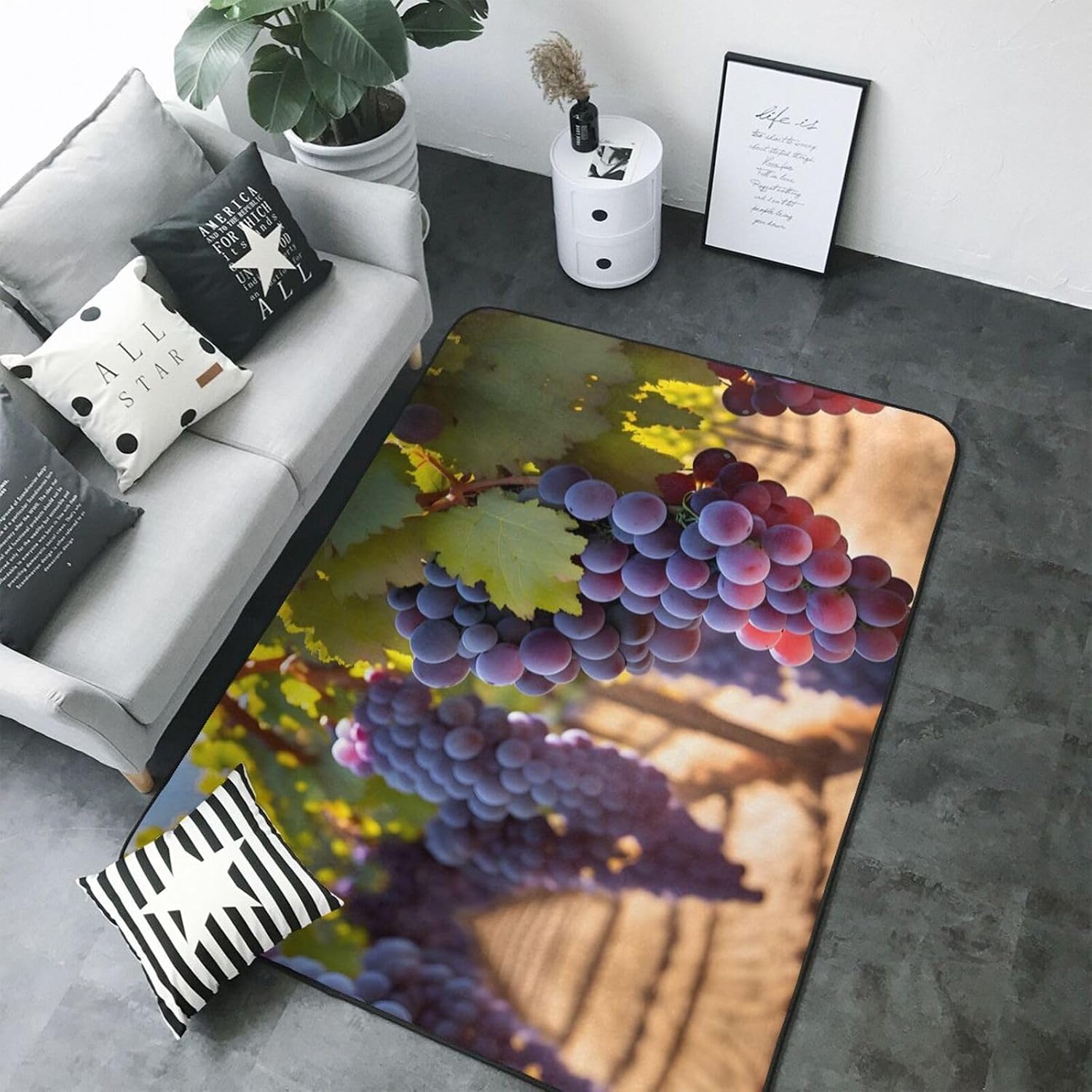 Desert Grapes Printed Flannel Floor mat 80x58 inches for Bedroom, Living Room, Study Room Decorative Carpet